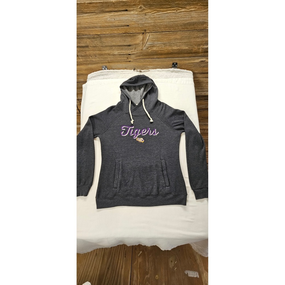 Captivating Apparel LSU Tigers Hoodie Womens Medium Charcoal Gray Sweatshirt